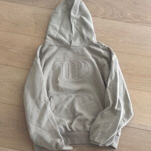 Taylor Swift Embossed Logo Hoodie in Light Taupe
